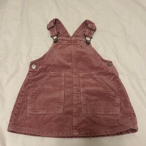 Zara corduroy overall dress with pockets dusty pink 12-18 months